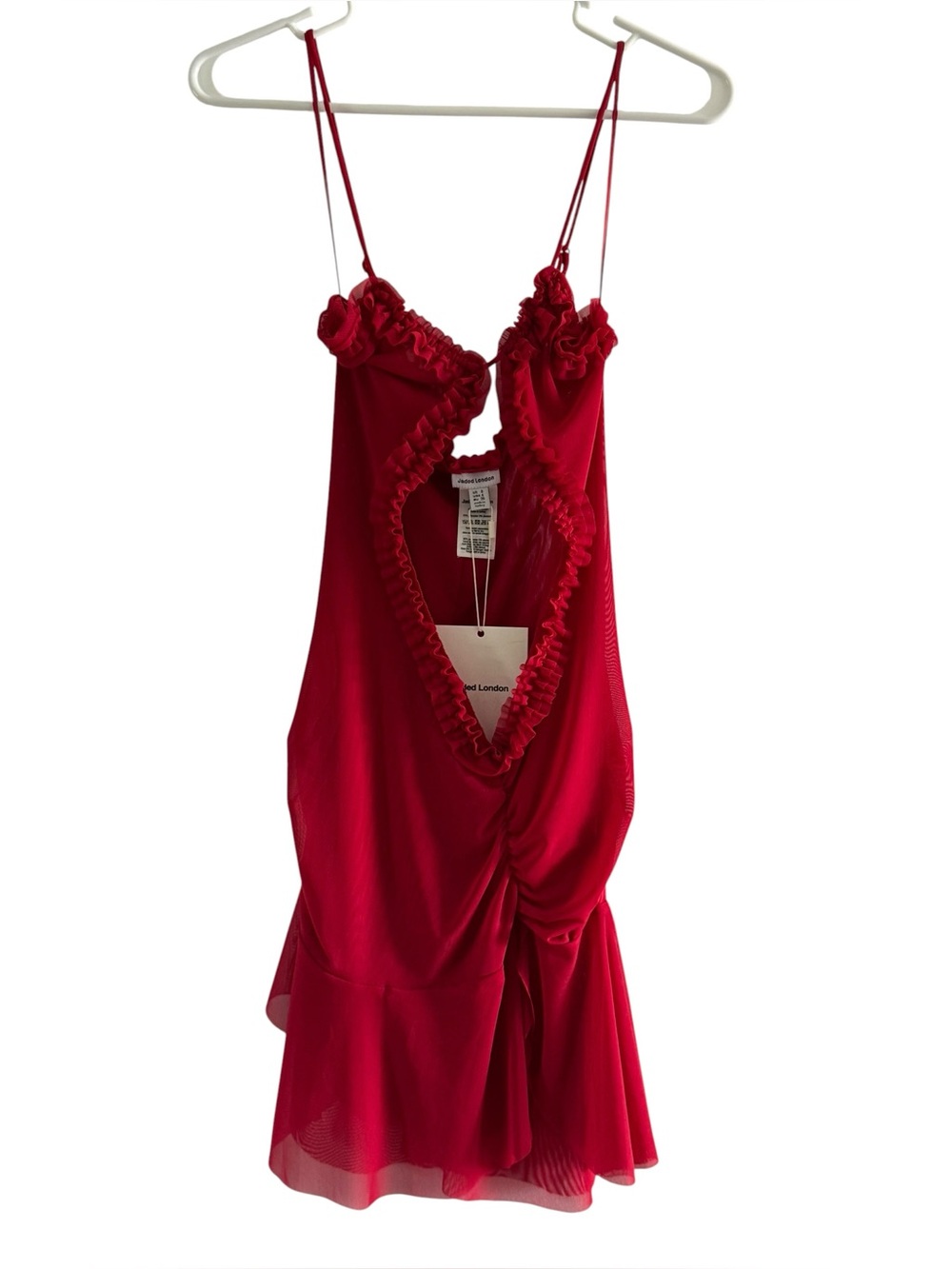 Jaded London Red Ruffled Plunge Slip Dress
